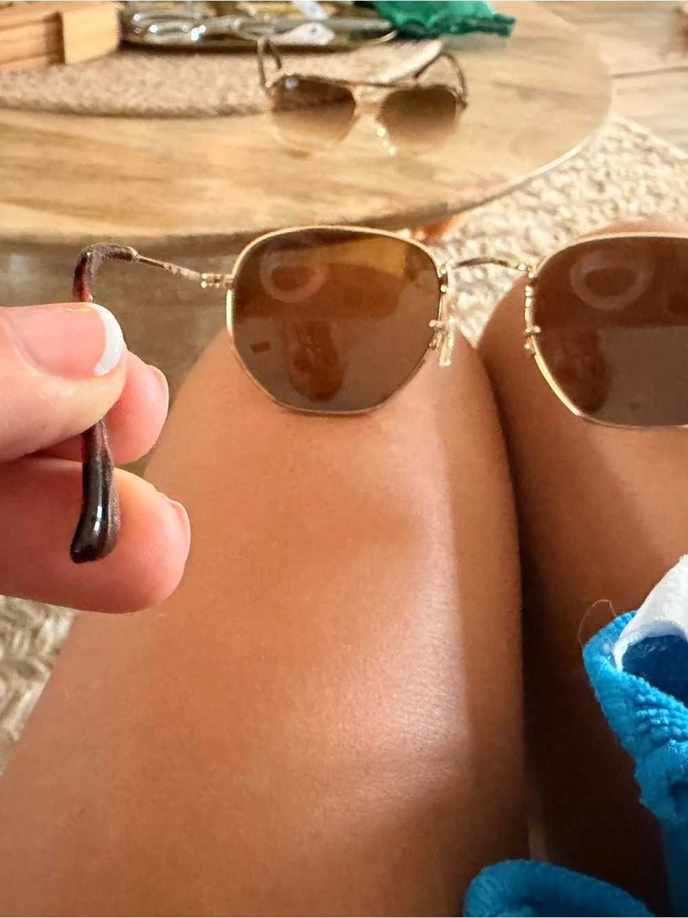 Ray-Ban Gold Frame Brown Lens Hexagonal Sunglasses RB3648-N